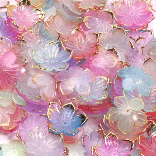 50pcs 23mm Flower Petals Acrylic Loose Spacer Beads For Jewe