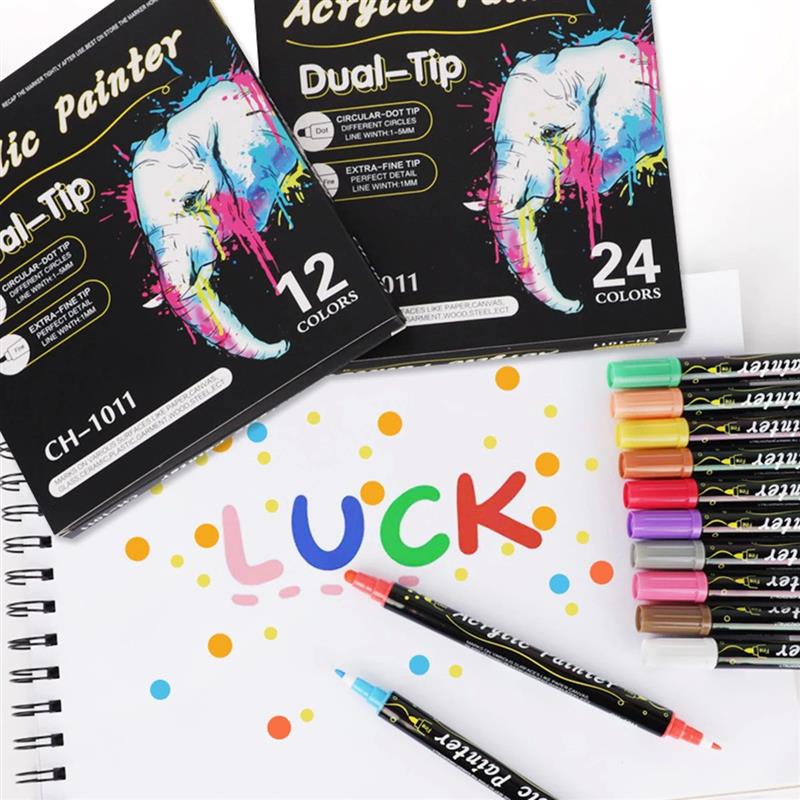 12-36 Colors Double Head Acrylic Markers Pen Set Art for Pai图片