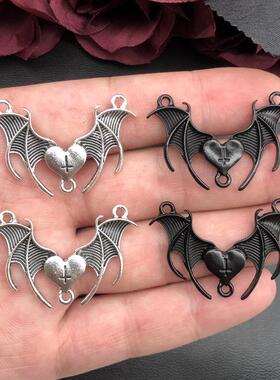 5pcs 28x40mm Charms Vintage Blood Rose Heart Butterfly Bat S