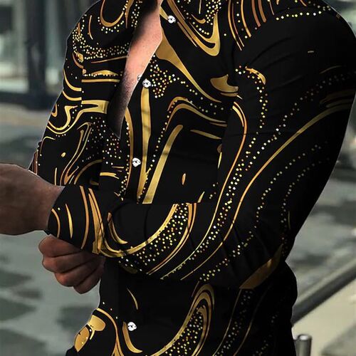 Printed Longsleeved Shirt Casual Open Button Holiday Fashion