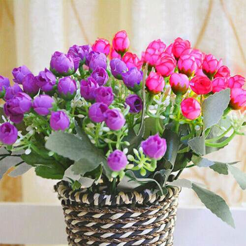 36Heads Artificial Pink Flowers Fake Bouquet Xmas Wedding Ho
