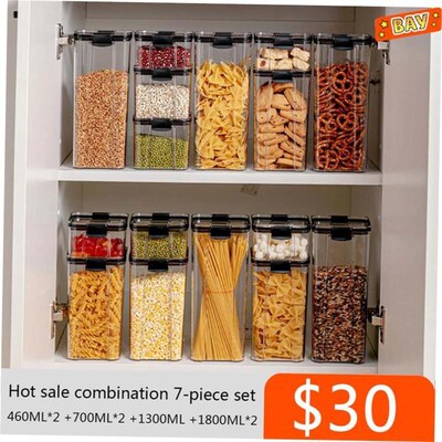 460~1800ml Stackable Storage Box Transparent Kitchen Contain