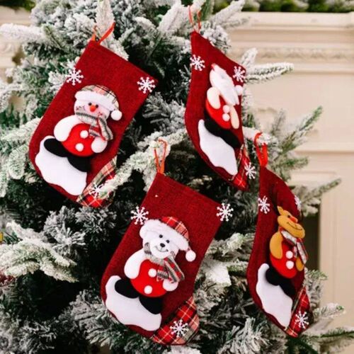4PCS Christmas Stocking Set Santa Snowman Reindeer Bear Plus