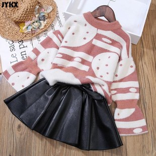 Girls Skirts Leather Skirts Autumn And Winter Childrens Ou