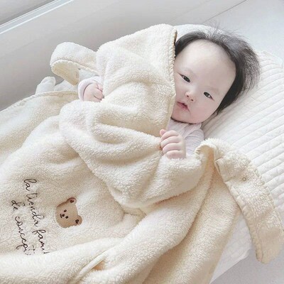 Flannel Baby Blanket Coral Fleece Stroller ver Cute Bear Win