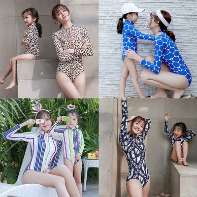 Parent-Child Swimwear Ms Dresses Beach Sun-proof Long-sleev
