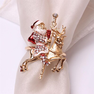 6PC Christmas Napkin Ring Holders Xmas table Decoration for