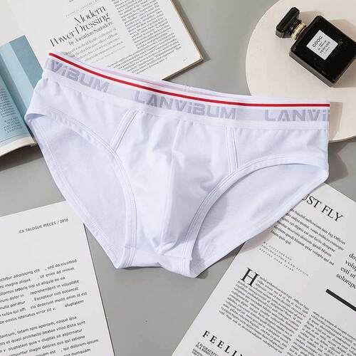 Mens Underwear Mid-Waist Cotton Briefs U-Convex Large Pock