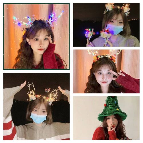 Merry Christmas Glow Antler Headband 2026 Led Christmas  Rei