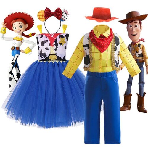 Girls Jessie Lightyear Dress Cartoon Boys Woody Cow Frocks