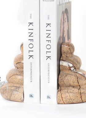 极简风现代大理石书立书档创意字母摆件黄洞石书靠样板间酒店装饰