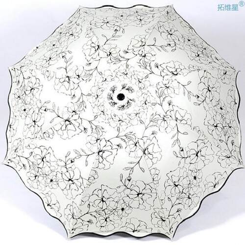 Anti - UV Black Coating Hibiscus Flower Umbrella Princess