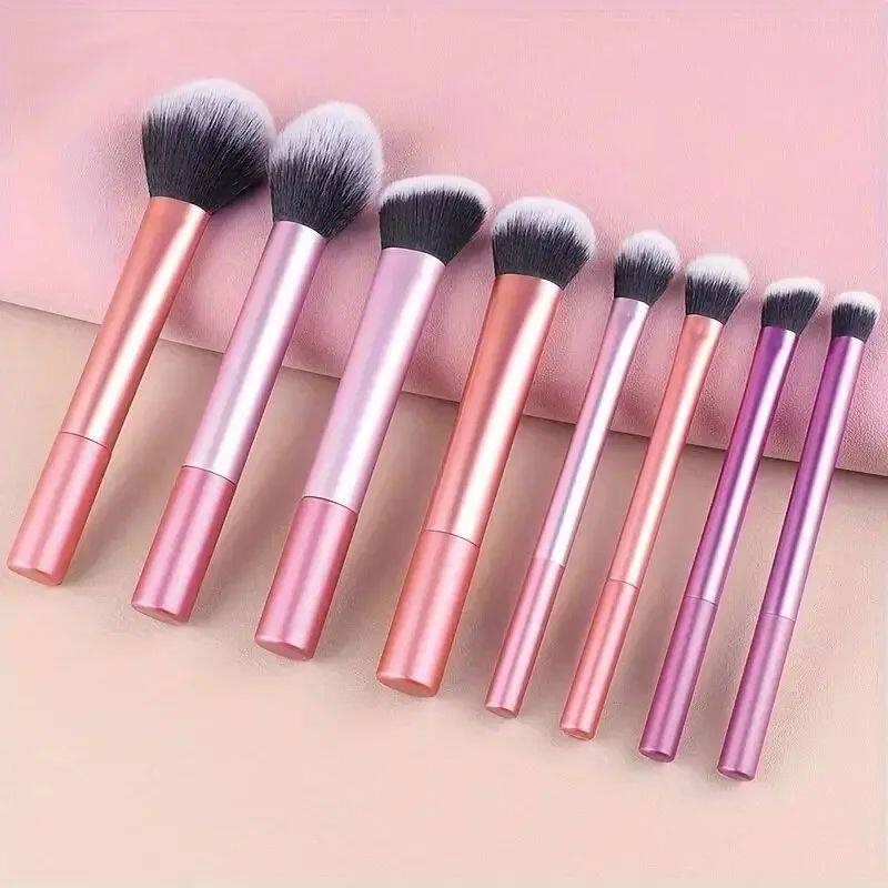 8pcs Pro Makeup rush Set - Soft, Premium Synthetic Hair, Cru - 实物图