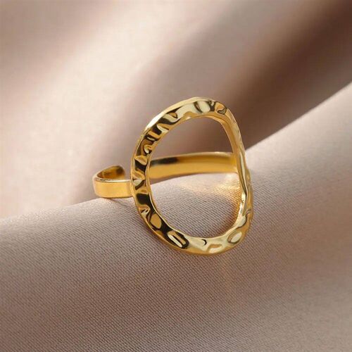 Irregular Hollow Opening Rings For Women Stainless Steel Gol