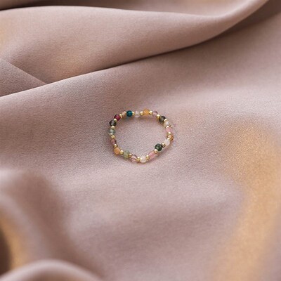 Simple Freshwater Pearl Bead Rings For Women Elastic Heart J