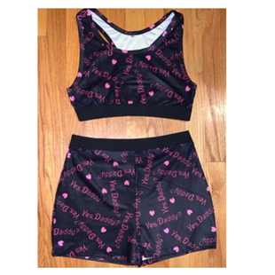 Fashion 2Pcs Set Women Sexy Casual Yes Daddy Letter Clothes