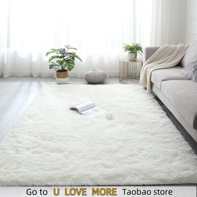 Plush Carpet Suitable For Living Room White Soft Fluffy Carp