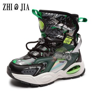 2023 New Leather Waterproof Boys Boots Children Snow Boots f