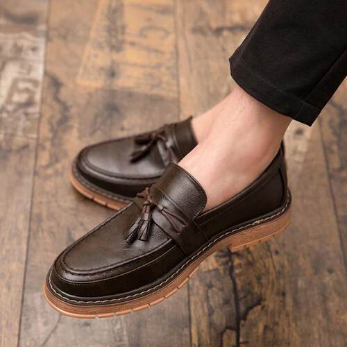 New slip-on thick soled casual leather shoes British retro r