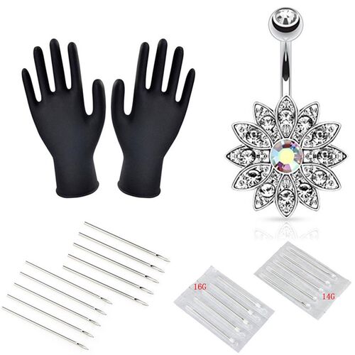 Body Piercing Kit With Needle Pack Nose Septum Belly Button