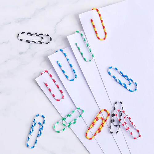 200pcs  28mm Colored Metal Paper Clip Creative Bookmark Offi