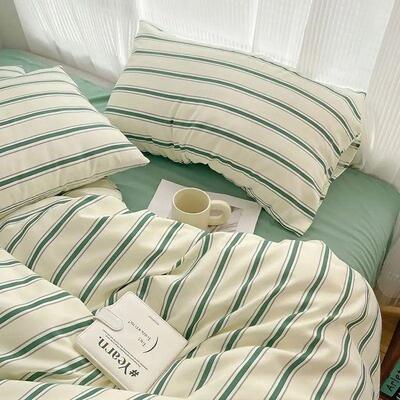 Simple Style Red And Blue Strip Duvet Cover Set Bed Sheet Se