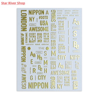 3D English Alphabet Nail Art Stickers Letter Self Adhesive S
