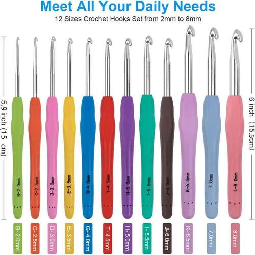 Crochet Hooks Set Colorful Yarn Crochet Kit for Beginners Kn