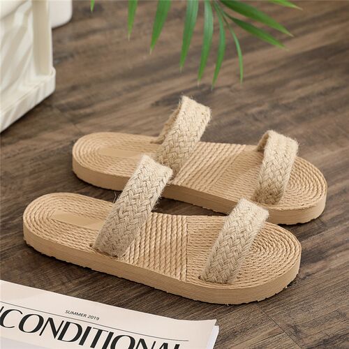 2023 New Summer Imitation Straw Womens Sandals Flip-flops F