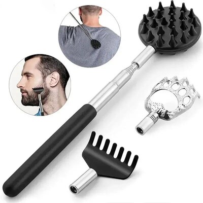 Stainless Pen Type Retractable Tickle, Steel Back Scratcher,