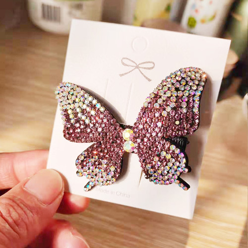 Super Fairy Full Diamond Butterfly Hairpin Simple Side Clip