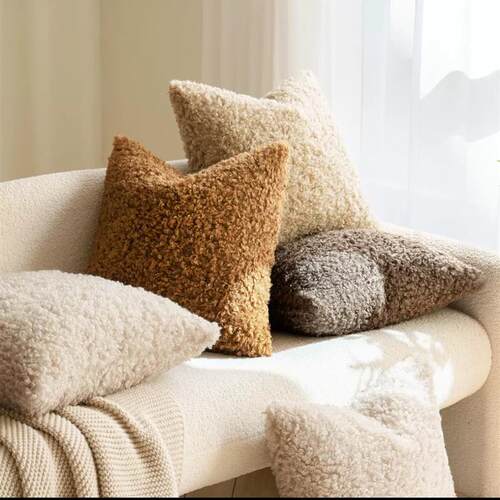 Lamb Fur Cushion Covering for Sofas Throw Pillow Home Decor