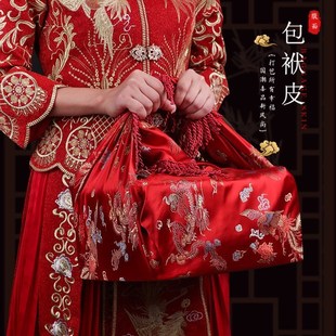 202结婚包袱皮嫁妆红包袱布红布新娘陪嫁装喜盆包裹布婚庆用品