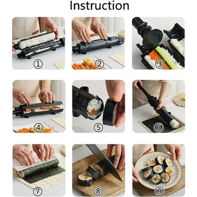 Sushi Bazooka with Sushi Bamboo Rolling Mat, Beginner Sushi
