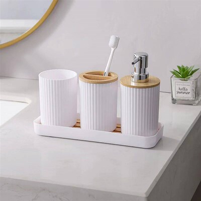 Bathroom Accessories Set Vanity Counter Soap Dispenser Tooth