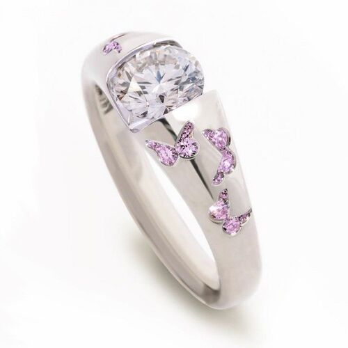 Creative Women Fashion Butterfly Ring Silver Color Inlaid Wh