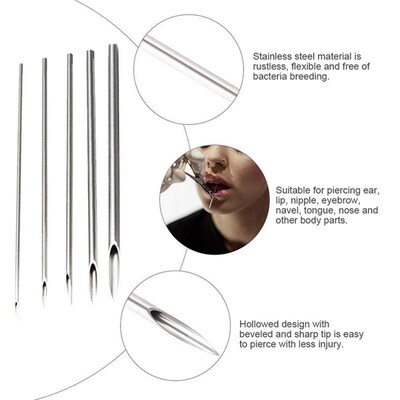 5-100PCS Body Piercing Needle 10G 12G 14G 16G 18G 20G Surgic
