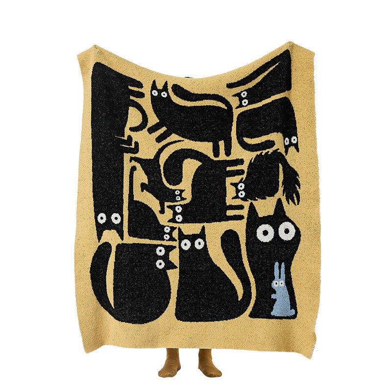 弯月猫卡通风秋冬半边绒毯子保暖沙发空调毯办公室披肩毯装饰毛毯,床上用品,休闲毯/毛毯/绒毯,淘宝优惠券,粉丝福利购,淘宝优惠卷