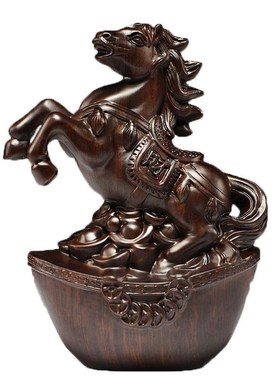 实木马摆件中式黑檀木雕马到成功办公室桌装饰家居送礼红木工艺品