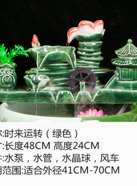 陶瓷鱼缸自动循环流水器室内喷泉瀑养鱼缸鱼盆增氧布装饰造景摆件