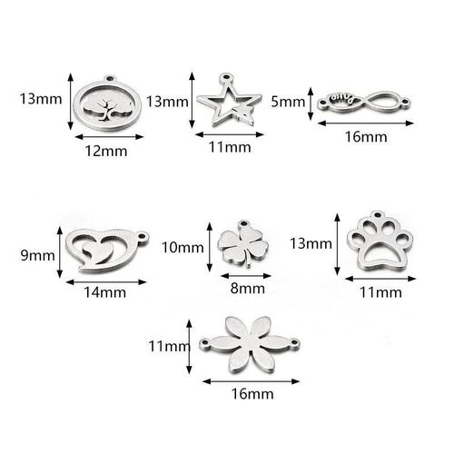 10pcs Stainless Steel Styles Charms Ornamen Charm Pendants f