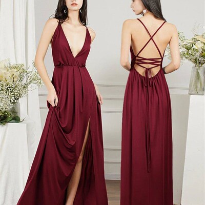 Ladies Blue A-line Long Satin Evening Dresses For Women 2023