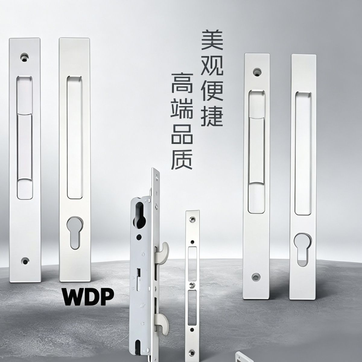 推拉门锁铝合金重型阳台移门推拉门双钩锁带钥匙纯铜锁芯断桥商铺