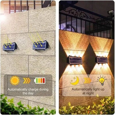 4/6/8LED Solar Wall Spotlight Outdoor Upper And Lower Lighti