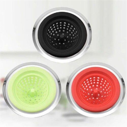 2pcs Stainless Steel Sink Strainer Flexible Silicone Sink