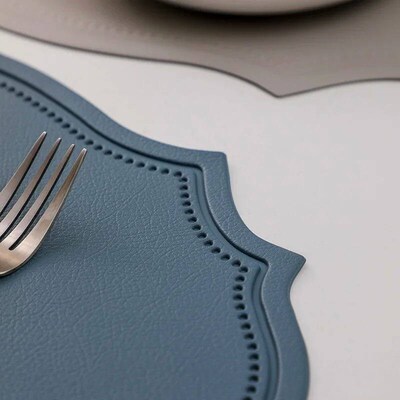 Leather Placemat Tableware Pad Irregular Retro Table Mat Hea