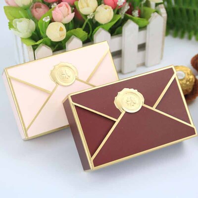 10pcs Envelope Shape Creative Bronzing Gift Box Wed
