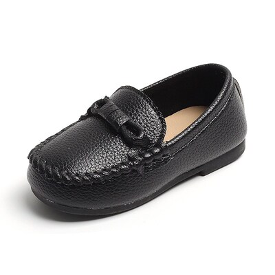 Boys Leather Shoes Black White for School Party Wedding Kids