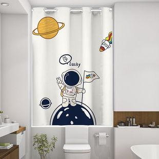 卫生间浴室窗帘防水半遮光免打孔儿童房安装卧室小窗口遮挡帘