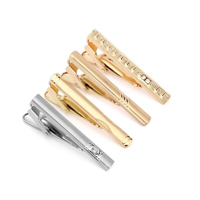 4 PCS Short Tie Clip For Men Lapel Pins Luxury Gifts For Dad